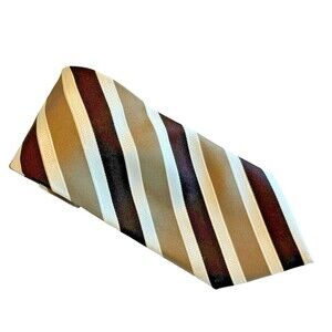 Donald J Trump Signature Collection Tie Mens NeckTie  100% Silk Brown Gold Bar